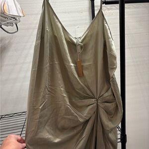 Skims Satin slip dress mint green